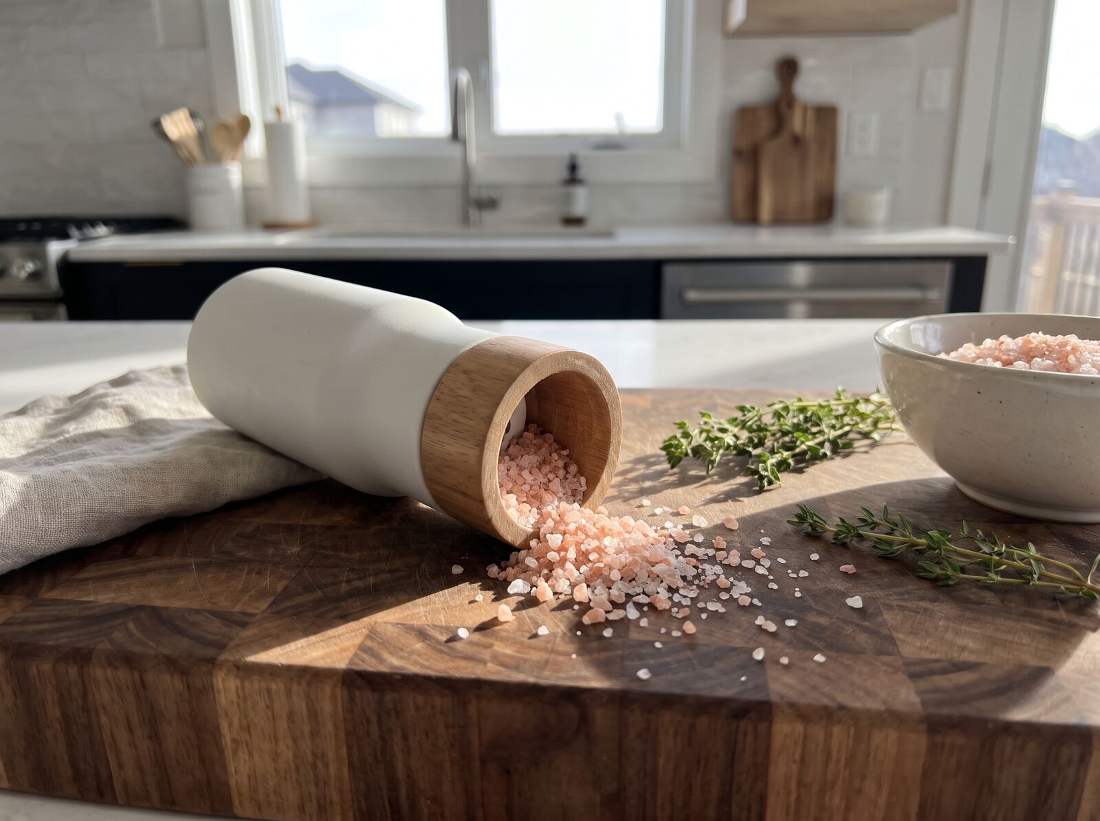 Salzmühle mit grobem Himalayasalz